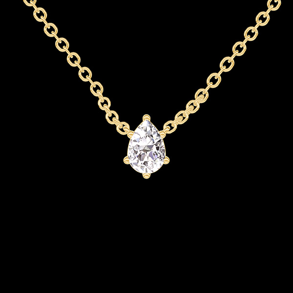 « L'Atelier » nº 412850 - Collier Or jaune 750 ‰ (18 carats) - Diamant Poire 0.3 carat - Chaîne Forçat
