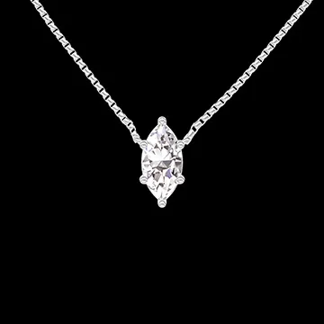 « L'Atelier » Nº412864 - Collier Or blanc 18 carats - Diamant Marquise 0.3 carat - Chaîne Vénitienne