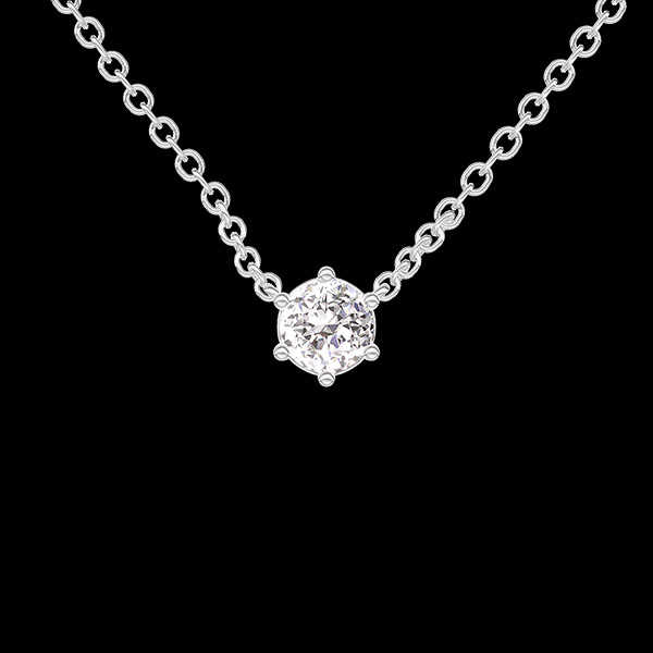 « L'Atelier » n. 412867 - Collana Oro bianco 18 carati (750) - Diamante di laboratorio Rotonda 0.3 Carati - Catena Rolò