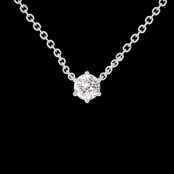 « L'Atelier » nr. 412867 - Halsketting Witgoud 18 karaat (750) - Laboratorium diamant Rond 0.3 Karaat - Ketting Gourmet