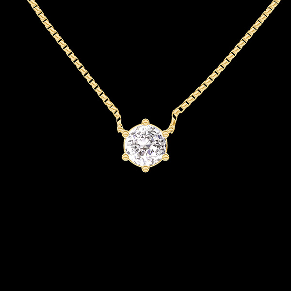« L'Atelier » nº 412870 - Collier Or jaune 750 ‰ (18 carats) - Diamant synthétique Rond 0.3 carat - Chaîne Vénitienne