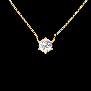 « L'Atelier » n.º 412870 - Collar Oro amarillo 18 quilates (750) - Diamante de laboratorio Redondo  0.3 quilates - Cadenas Veneciana