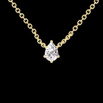 « L'Atelier » Nº412899 - Collier Or jaune 9 carats - Diamant synthétique Poire 0.3 carat - Chaîne Forçat