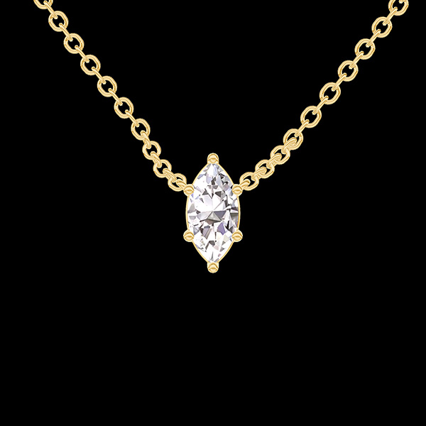 « L'Atelier » nr. 412906 - Halsketting Geelgoud 18 karaat (750) - Laboratorium diamant Markies 0.3 Karaat - Ketting Gourmet