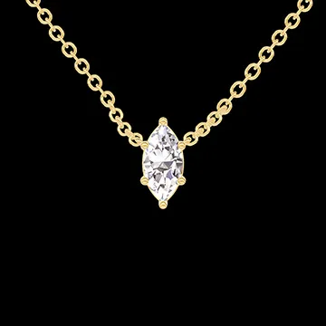 « L'Atelier » Nº412906 - Collier Gelbgold 750/-(18Kt) - Labordiamant Marquise 0.3 Karat - Kette Ankerkette