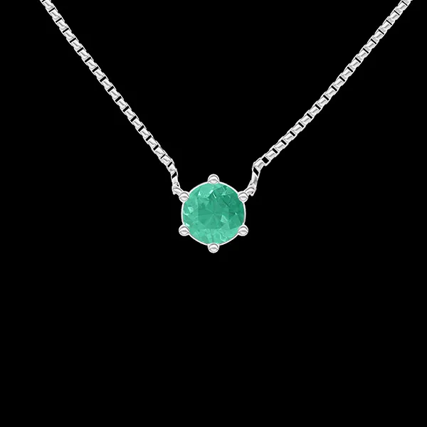« L'Atelier » No. 412951 - Necklace White gold 18 carats - Emerald Round 0.3 Carats - Chain Venetian