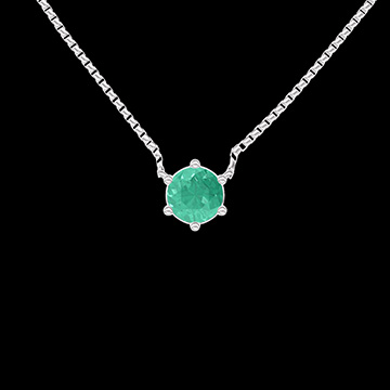 « L'Atelier » No. 412951 - Necklace White gold 18ct (750) - Emerald Round 0.3 Carats - Chain Venetian