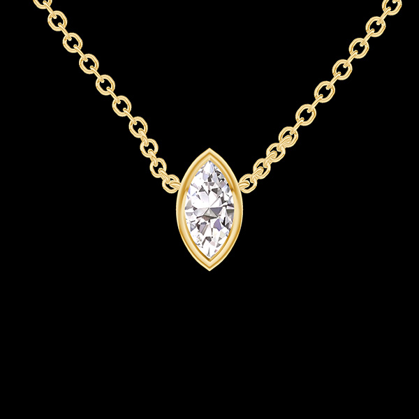 « L'Atelier » n.º 413579 - Collar Oro amarillo 9 quilates (375) - Diamante Marquesa 0.3 quilates - Cadenas Esclavas