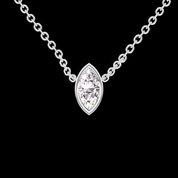 « L'Atelier » nº 413581 - Collier Or blanc 375 ‰ (9 carats) - Diamant Marquise 0.3 carat - Chaîne Forçat