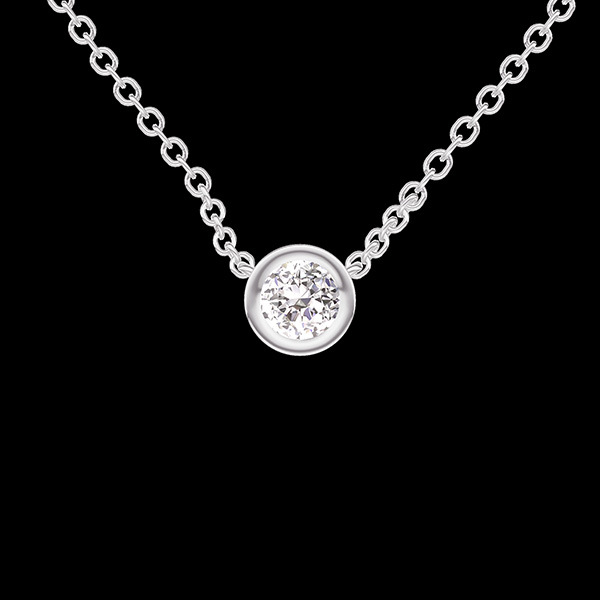 « L'Atelier » nº 413587 - Collier Or blanc 750 ‰ (18 carats) - Diamant synthétique Rond 0.3 carat - Chaîne Forçat