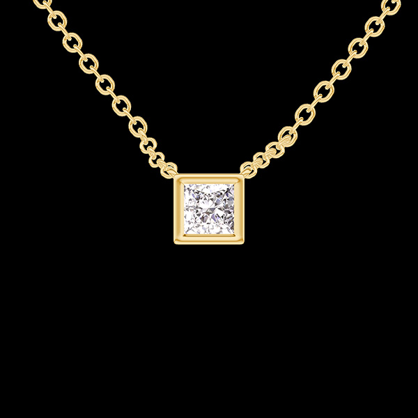 « L'Atelier » nº 413595 - Collier Or jaune 375 ‰ (9 carats) - Diamant synthétique Princesse 0.3 carat - Chaîne Forçat