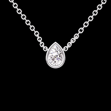 « L'Atelier » n.º 413621 - Collar Oro blanco 9 quilates (375) - Diamante de laboratorio Pera  0.3 quilates - Cadenas Esclavas