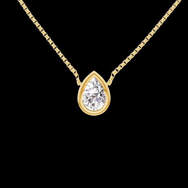 « L'Atelier » n.º 413622 - Collar Oro amarillo 9 quilates (375) - Diamante de laboratorio Pera 0.3 quilates - Cadenas Veneciana