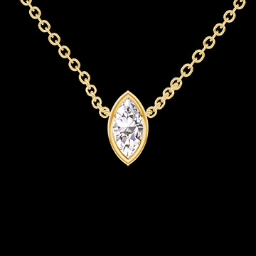 « L'Atelier » n.º 413628 - Collar Oro amarillo 9 quilates (375) - Diamante de laboratorio Marquesa  0.3 quilates - Cadenas Esclavas