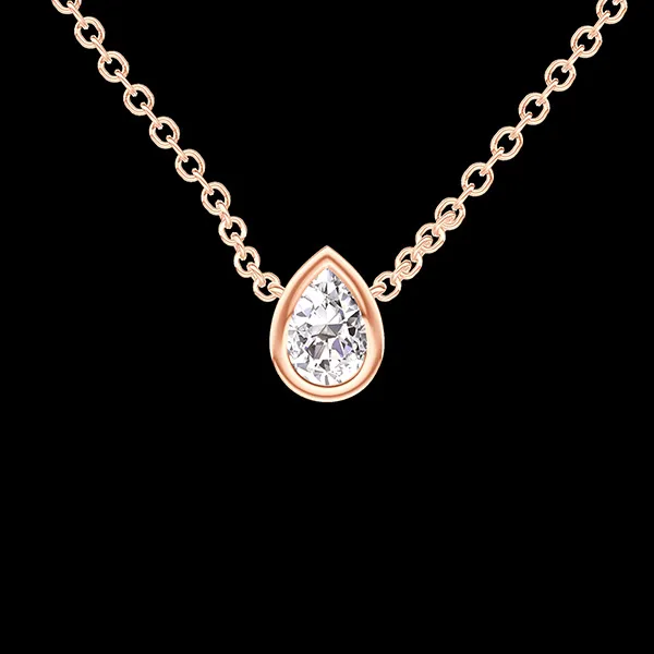 « L'Atelier » Nº413856 - Collier Or rose 9 carats - Diamant synthétique Poire 0.3 carat - Chaîne Forçat
