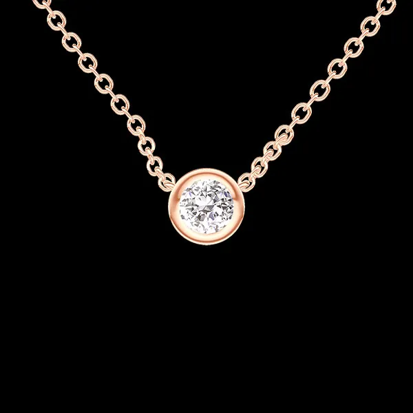 « L'Atelier » Nº413897 - Collier Or rose 18 carats - Diamant Rond 0.3 carat - Chaîne Forçat