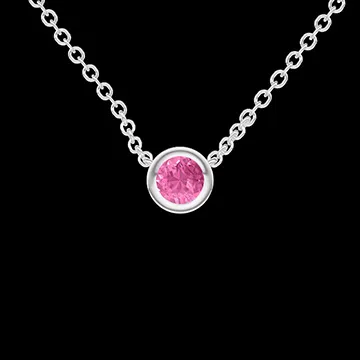 « L'Atelier » Nº413942 - Collier Weißgold 375/-(9Kt) - Rosa Saphir rund 0.3 Karat - Kette Ankerkette