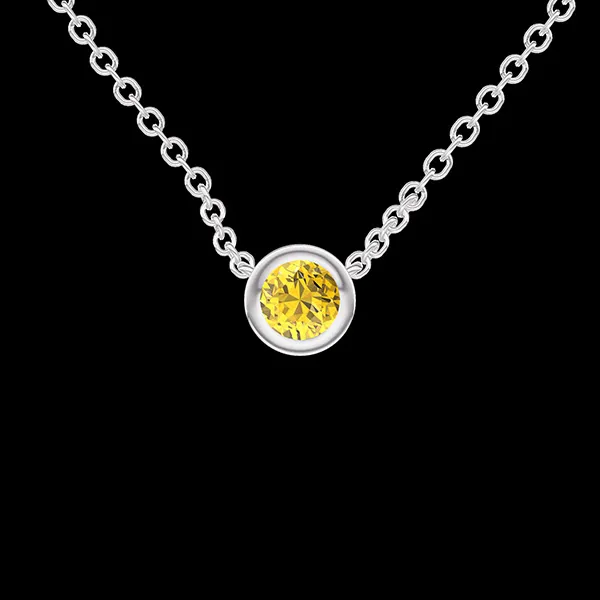 « L'Atelier » Nº414014 - Collier Weißgold 375/-(9Kt) - Gelber Saphir rund 0.3 Karat - Kette Ankerkette