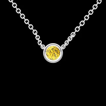 « L'Atelier » Nº414014 - Collier Weißgold 375/-(9Kt) - Gelber Saphir rund 0.3 Karat - Kette Ankerkette