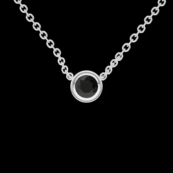 « L'Atelier » Nº414230 - Collier Weißgold 375/-(9Kt) - Schwarzer Diamant rund 0.3 Karat - Kette Ankerkette