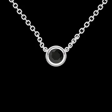« L'Atelier » Nº414230 - Collier Weißgold 375/-(9Kt) - Schwarzer Diamant rund 0.3 Karat - Kette Ankerkette