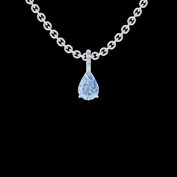 « L'Atelier » Nº572147 - Colgante Oro blanco 9 quilates - Topacio azul Pera 0.3 quilates - Engastado Topacio azul - Cadenas Esclavas