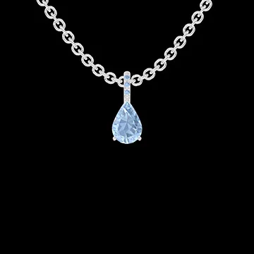« L'Atelier » Nº572147 - Hanger Witgoud 9 karaat - Blauwe topaas Peer 0.3 Karaat - Setting Blauwe topaas - Ketting Gourmet