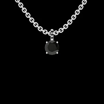 « L'Atelier » Nº754985 - Ciondolo Oro bianco 9 carati - Diamante nero Rotonda 0.3 Carati - Incastonatura Diamante nero - Catena Rolò