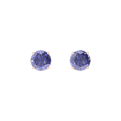 « L'Atelier » Nº1010688 - Boucles d'oreilles Or rose 18 carats - Saphir synthétique Rond 0.3 carat (2 X)