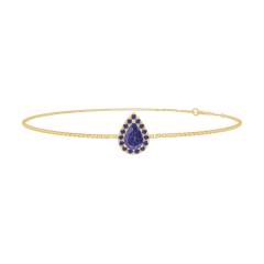 « L'Atelier » Nº200734 - Bracelet Yellow gold 9 carats - Blue Sapphire Pear 0.3 Carats - Halo Blue Sapphire - Chain Venetian