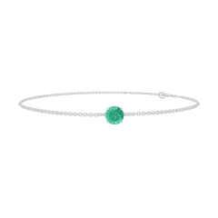 « L'Atelier » Nº200772 - Bracelet White gold 9 carats - Emerald round 0.3 Carats - Chain Rolo