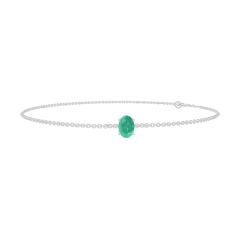 « L'Atelier » Nº200868 - Bracelet White gold 9 carats - Emerald Oval 0.3 Carats - Chain Rolo