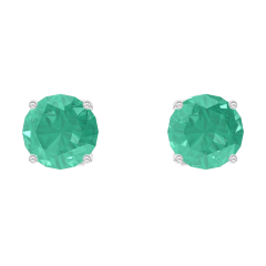 « L'Atelier » Nº201348 - Earrings White gold 9 carats - Emerald round 0.3 Carats (2 X)