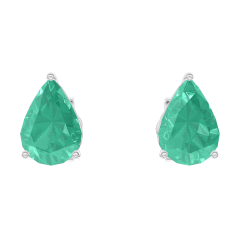 « L'Atelier » Nº201412 - Earrings White gold 9 carats - Emerald Pear 0.3 Carats (2 X)