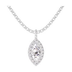« L'Atelier » Nº203447 - Ciondolo Oro bianco 18 carati - Diamante Marchesa 0.3 Carati - Halo Diamante - Incastonatura Diamante - Catena Veneziana