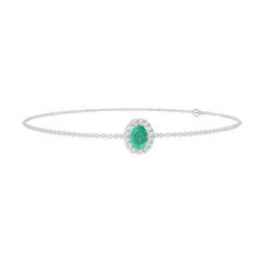 Bracelet « l’Atelier » 200875 White gold 18 carats - Emerald Oval 0.3 Carats - Halo Diamond white - Chain FORCAT