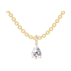 Pendentif « l’Atelier » 203189 - Or jaune 18 carats - Diamant Poire 0.3 carat - Sertissage Diamant - Chaîne Forçat