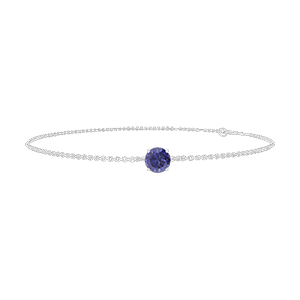 « L'Atelier » Nº200580 - Bracciale Oro bianco 9 carati - Zaffiro blu Rotonda 0.3 Carati - Catena Rolò