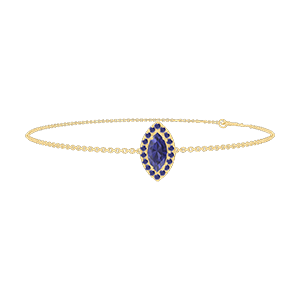 « L'Atelier » Nº200761 - Bracciale Oro giallo 18 carati - Zaffiro blu Marchesa 0.3 Carati - Halo Zaffiro blu - Catena Rolò