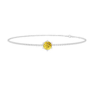 « L'Atelier » Nº402455 - Pulsera Oro blanco 18 quilates - Zafiro amarillo redondo 0.3 quilates - Cadenas Veneciana