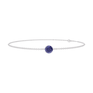 « L'Atelier » Nº200579 - Bracelet Or blanc 18 carats - Saphir bleu Rond 0.3 carat - Chaîne Forçat