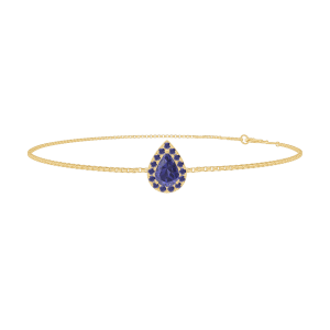 « L'Atelier » Nº200734 - Bracelet Or jaune 9 carats - Saphir bleu Poire 0.3 carat - Halo Saphir bleu - Chaîne Vénitienne