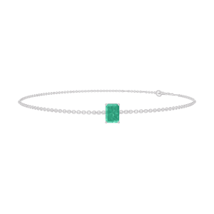 « L'Atelier » Nº200836 - Bracelet White gold 9 carats - Emerald Baguette 0.3 Carats - Chain Rolo
