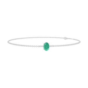 « L'Atelier » Nº200868 - Bracelet White gold 9 carats - Emerald Oval 0.3 Carats - Chain Rolo