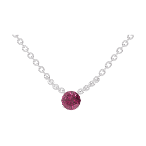 « L'Atelier » Nº201828 - Necklace White gold 9 carats - Ruby round 0.3 Carats - Chain Rolo