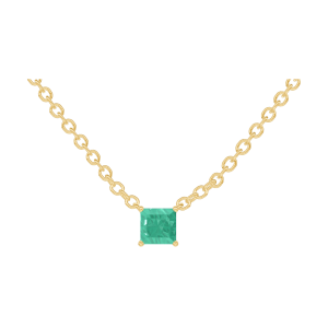 « L'Atelier » Nº202241 - Necklace Yellow gold 18 carats - Emerald Princess 0.3 Carats - Chain Rolo