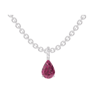 « L'Atelier » Nº205496 - Pendant White gold 9 carats - Ruby Pear 0.3 Carats - Setting Diamond white - Chain Rolo