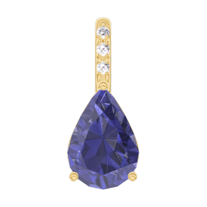 « L'Atelier » Nº206629 - Pendentif Or jaune 18 carats - Saphir bleu Poire 0.3 carat - Sertissage Diamant - Pas de chaîne