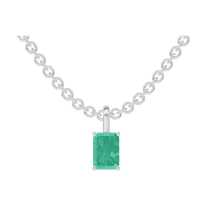 « L'Atelier » Nº207412 - Pendant White gold 9 carats - Emerald Baguette 0.3 Carats - Chain Rolo