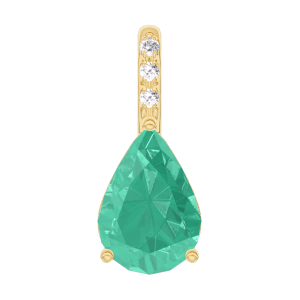 « L'Atelier » Nº207781 - Pendentif Or jaune 18 carats - Émeraude Poire 0.3 carat - Sertissage Diamant - Pas de chaîne